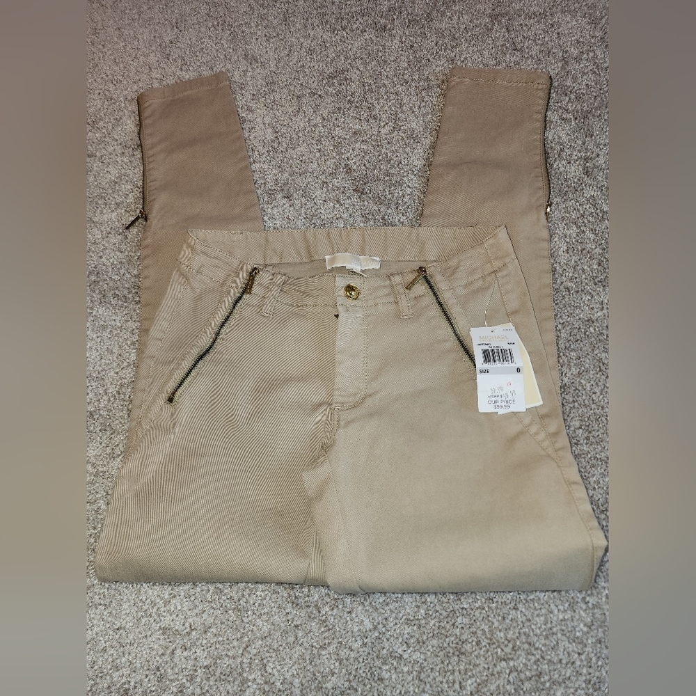 NWT Michael Kors tan skinny jeans size 0‎